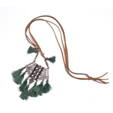 Long Women's necklace Ethnic Leather chain Sweater chain Long tassel pendant necklaces for women Vintage Bohemia Tassel necklace