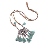Long Women's necklace Ethnic Leather chain Sweater chain Long tassel pendant necklaces for women Vintage Bohemia Tassel necklace