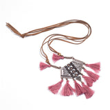 Long Women's necklace Ethnic Leather chain Sweater chain Long tassel pendant necklaces for women Vintage Bohemia Tassel necklace