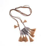 Long Women's necklace Ethnic Leather chain Sweater chain Long tassel pendant necklaces for women Vintage Bohemia Tassel necklace