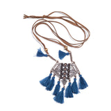 Long Women's necklace Ethnic Leather chain Sweater chain Long tassel pendant necklaces for women Vintage Bohemia Tassel necklace