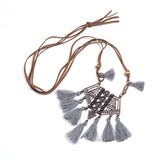 Long Women's necklace Ethnic Leather chain Sweater chain Long tassel pendant necklaces for women Vintage Bohemia Tassel necklace