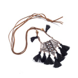 Long Women's necklace Ethnic Leather chain Sweater chain Long tassel pendant necklaces for women Vintage Bohemia Tassel necklace