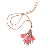 Long Sweater chain Women's necklaces Ethnic Leather chain Long tassel Pendant for women Long tassel necklace for women