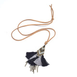 Long Sweater chain Women's necklaces Ethnic Leather chain Long tassel Pendant for women Long tassel necklace for women
