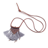 Sweater chain Necklaces Leather chain Long tassel Pendant Ethnic necklaces for women Tassel necklace Long necklace New style