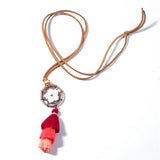 Long Leather chain Sweater chain Colorful Long tassel Pendant Ethnic necklaces for women Tassel necklace Long necklace 2019