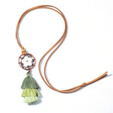 Long Leather chain Sweater chain Colorful Long tassel Pendant Ethnic necklaces for women Tassel necklace Long necklace 2019