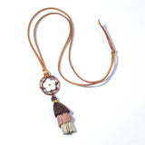 Long Leather chain Sweater chain Colorful Long tassel Pendant Ethnic necklaces for women Tassel necklace Long necklace 2019