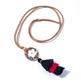Long Leather chain Sweater chain Colorful Long tassel Pendant Ethnic necklaces for women Tassel necklace Long necklace 2019