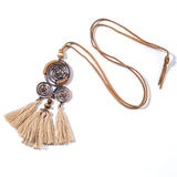 Bohemia Long tassel women's necklaces Long Leather chain Sweater chain Ethnic round tassel necklaces for women wholesale