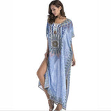 Chiffon fashion print Bohemian long maxi dress boho clothing 2019 summer sundress Beach Sarongs large size robes women