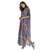 Chiffon fashion print Bohemian long maxi dress boho clothing 2019 summer sundress Beach Sarongs large size robes women