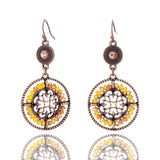 Charm Bohemian women's earring Vintage Hollow flower leaf Skull earrings for women Ethnic Antique Natural stone earrings