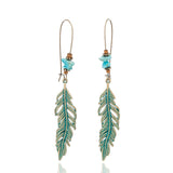Charm Bohemian women's earring Vintage Hollow flower leaf Skull earrings for women Ethnic Antique Natural stone earrings