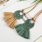 Bohemia Long tassel Leather chain women's necklaces Ethnic Vintage Hollow Moon Sweater tassel necklaces for women 2019 New