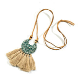 Bohemia Long tassel Leather chain women's necklaces Ethnic Vintage Hollow Moon Sweater tassel necklaces for women 2019 New