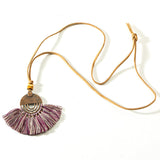Ethnic Long Leather Women's necklaces Bohemia Round Hollow Tassel necklace for women Vintage Charm Sweater chain 2019 NEW
