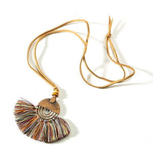 Ethnic Long Leather Women's necklaces Bohemia Round Hollow Tassel necklace for women Vintage Charm Sweater chain 2019 NEW