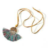 Ethnic Long Leather Women's necklaces Bohemia Round Hollow Tassel necklace for women Vintage Charm Sweater chain 2019 NEW