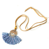 Ethnic Long Leather Women's necklaces Bohemia Round Hollow Tassel necklace for women Vintage Charm Sweater chain 2019 NEW