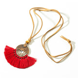 Ethnic Long Leather Women's necklaces Bohemia Round Hollow Tassel necklace for women Vintage Charm Sweater chain 2019 NEW