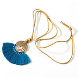 Ethnic Long Leather Women's necklaces Bohemia Round Hollow Tassel necklace for women Vintage Charm Sweater chain 2019 NEW