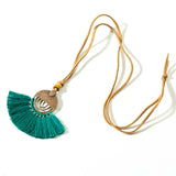 Ethnic Long Leather Women's necklaces Bohemia Round Hollow Tassel necklace for women Vintage Charm Sweater chain 2019 NEW