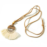 Ethnic Long Leather Women's necklaces Bohemia Round Hollow Tassel necklace for women Vintage Charm Sweater chain 2019 NEW