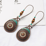 Hot sell Bohemia Water drop Women's earring Statement Hollow Colorful Bead Earrings for women Ethnic Handmade Jewelry