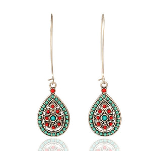 Hot sell Bohemia Water drop Women's earring Statement Hollow Colorful Bead Earrings for women Ethnic Handmade Jewelry