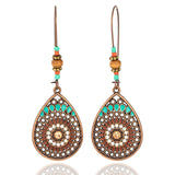 Hot sell Bohemia Water drop Women's earring Statement Hollow Colorful Bead Earrings for women Ethnic Handmade Jewelry
