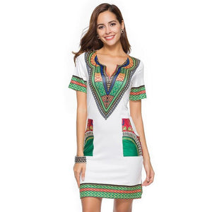 Summer Vintage Dress Women Tunic Casual Beach Dress 2019 African Print Shirt Dress Robe Femme Plus Size Dashiki Dress