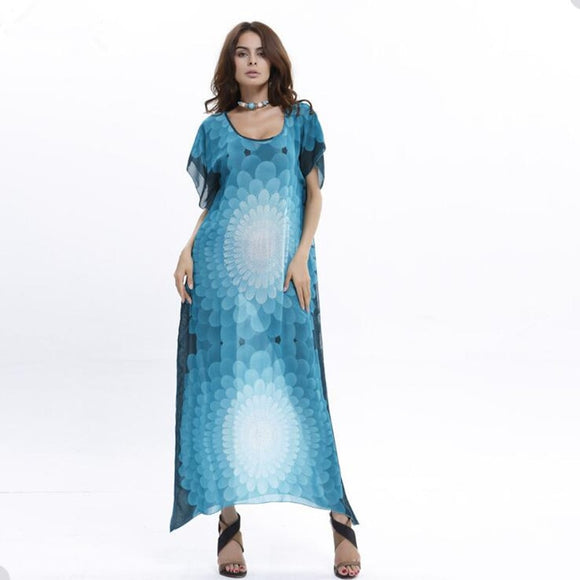 2019 Fashion  Elegant Summer Long Maxi Dress Women Batwing Sleeve O Neck Loose Beach Tunic Dresses Vestidos