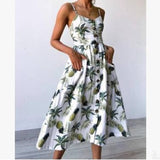 Elegant 25 Colors Fashion New Summer 2019 Dress Women Flowers Print Casual Party Dress Sexy V-Neck Girl Dress Vestidos
