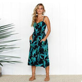 Elegant 25 Colors Fashion New Summer 2019 Dress Women Flowers Print Casual Party Dress Sexy V-Neck Girl Dress Vestidos