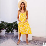 Elegant 25 Colors Fashion New Summer 2019 Dress Women Flowers Print Casual Party Dress Sexy V-Neck Girl Dress Vestidos