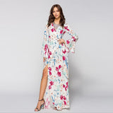 plus size boho chic floral print cotton long sleeve maxi dess 2019 Fashion Beach bohemia femme floor length women dress