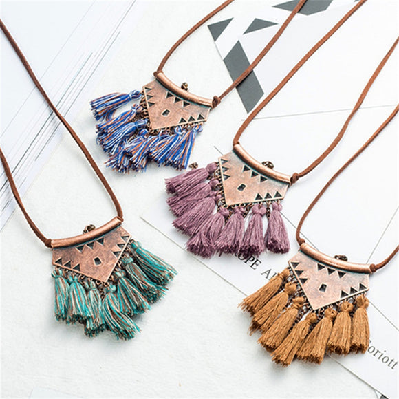 Sweater chain Necklaces Leather chain Long tassel Pendant Ethnic necklaces for women Tassel necklace Long necklace New style
