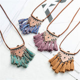 Sweater chain Necklaces Leather chain Long tassel Pendant Ethnic necklaces for women Tassel necklace Long necklace New style