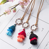 Long Leather chain Sweater chain Colorful Long tassel Pendant Ethnic necklaces for women Tassel necklace Long necklace 2019