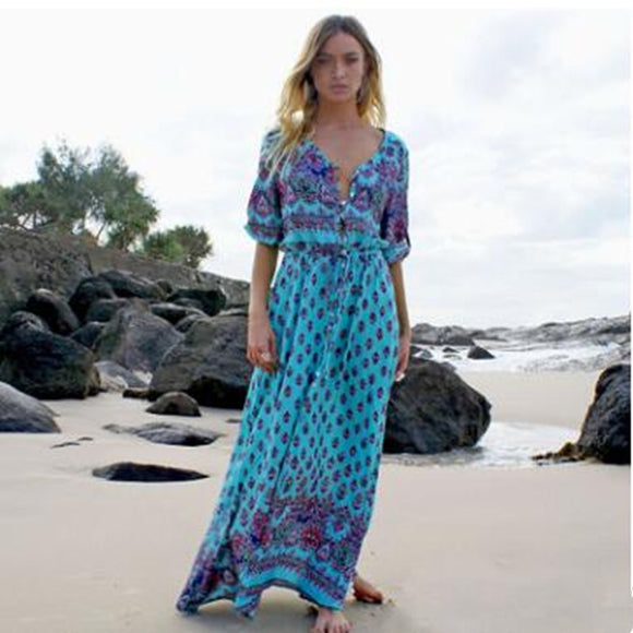 2019 Summer Striped Print Maxi Women Plus Size Dress V-Neck Split Boho Sexy Long Dress Large Size Casual Vintage Beach Vestidos