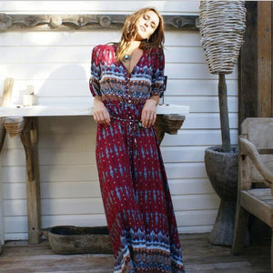 2019 Summer Striped Print Maxi Women Plus Size Dress V-Neck Split Boho Sexy Long Dress Large Size Casual Vintage Beach Vestidos