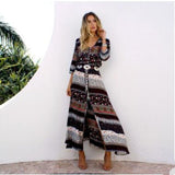 2019 Summer Striped Print Maxi Women Plus Size Dress V-Neck Split Boho Sexy Long Dress Large Size Casual Vintage Beach Vestidos