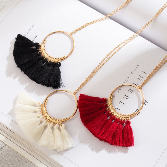 Fashion Colorful Long tasse women's necklaces Ethnic Golden Long chain Sweater chain necklaces for women Vintage Tasse necklace
