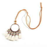 Ethnic Water Drop 5 tassel Women's necklace Bohemia Long Leather chain Sweater chain Vintage Long tassel necklaces for women