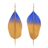 New Fashion peacock Feather Women's earring Ethnic Colorful Feather Long tassel Earrings for women Charm bohemian dangle earring