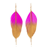 New Fashion peacock Feather Women's earring Ethnic Colorful Feather Long tassel Earrings for women Charm bohemian dangle earring