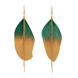 New Fashion peacock Feather Women's earring Ethnic Colorful Feather Long tassel Earrings for women Charm bohemian dangle earring