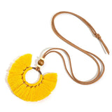Bohemia Round Colorful Long tassel Women's necklaces Long Leather chain Sweater chain Ethnic Circle Tassel Necklaces for women